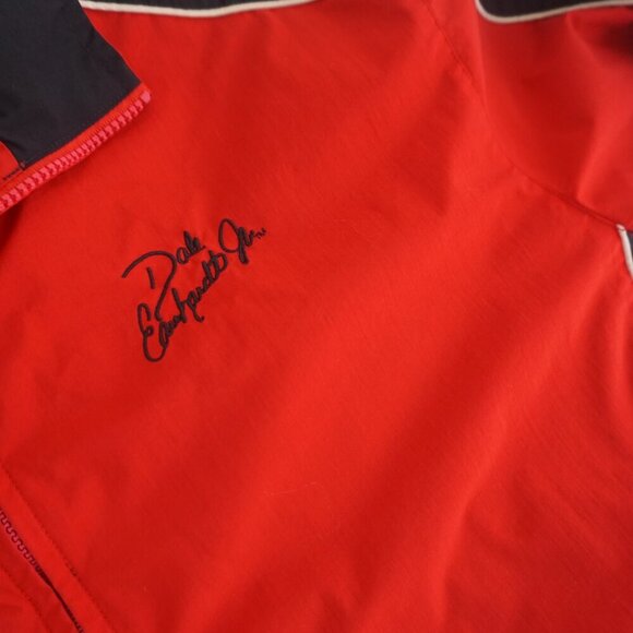 Vtg Dale Earnhardt Jr Red Black Nylon Zip Up Nascar Jacket By Chase Authentics L - Picture 11 of 16